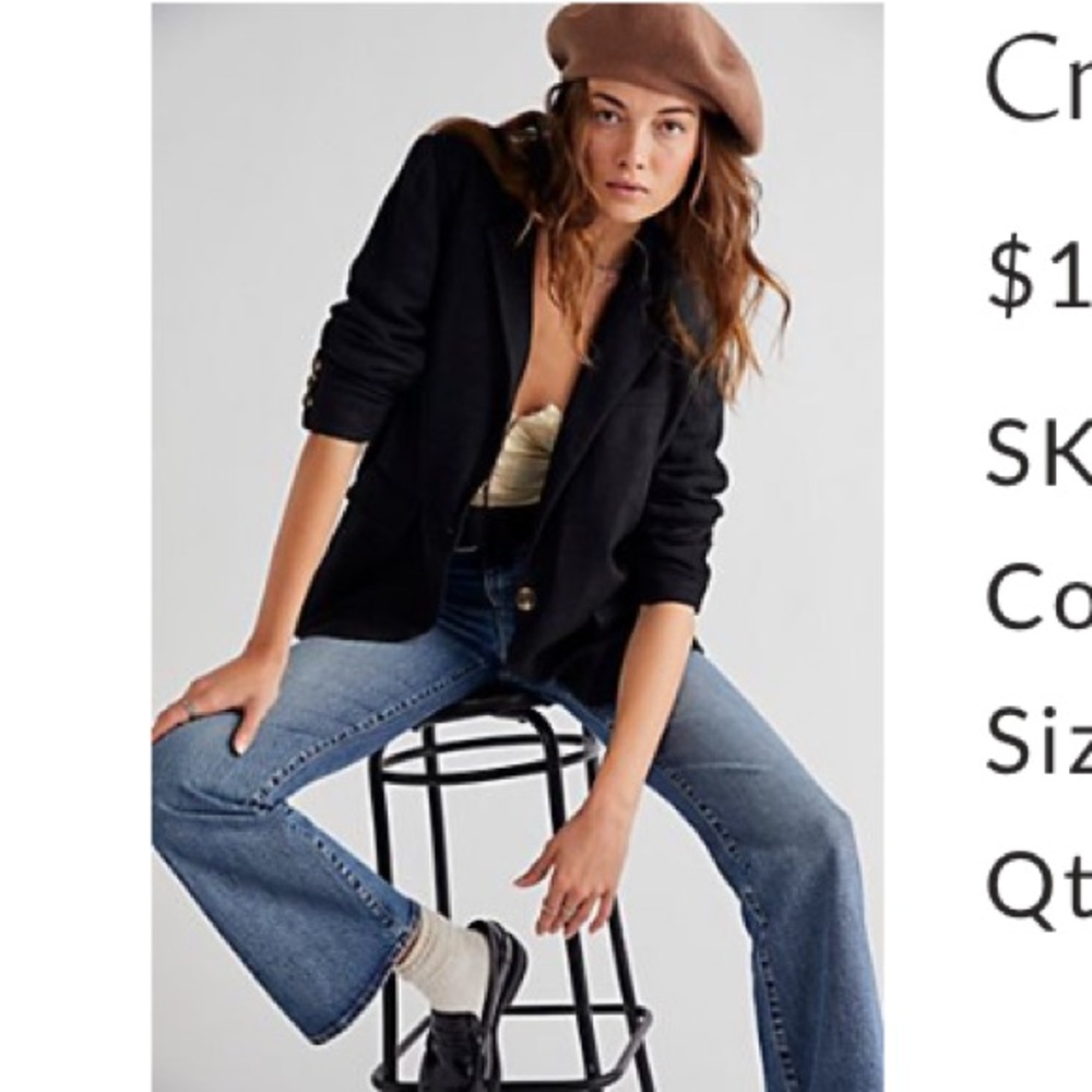 Free People Crosby Blazer - Black - WORN ONCE